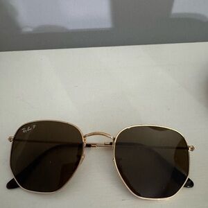 Ray-Ban Gold Frame Sunglasses with Dark Lenses